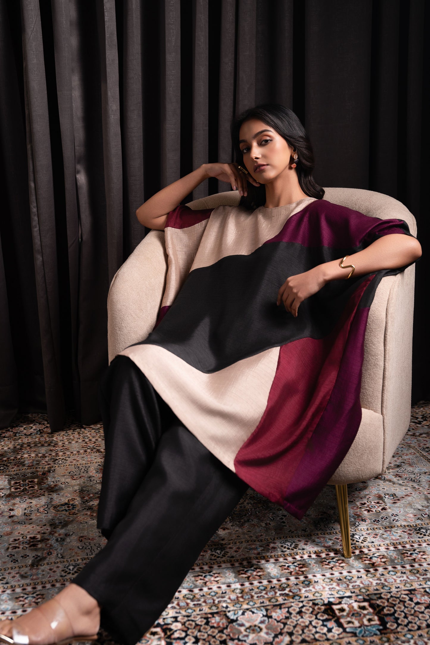 Box Kaftan with Asymmetric Panelling