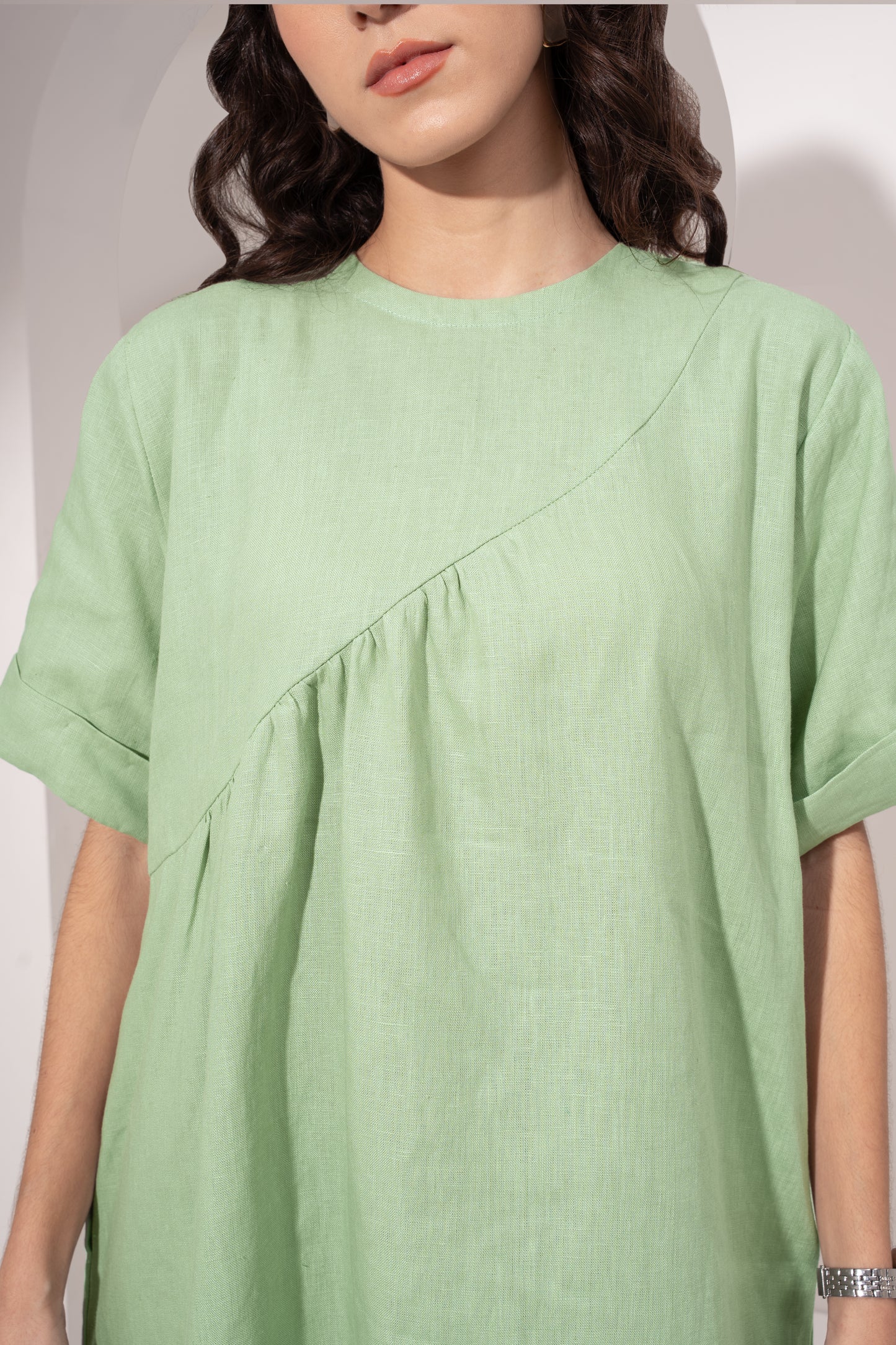 Mint Green Gathered Oversized Tunic