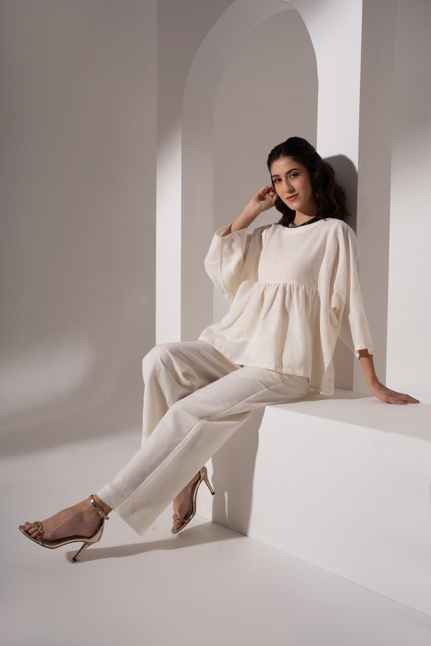 Off-White Gathered Kaftan Top