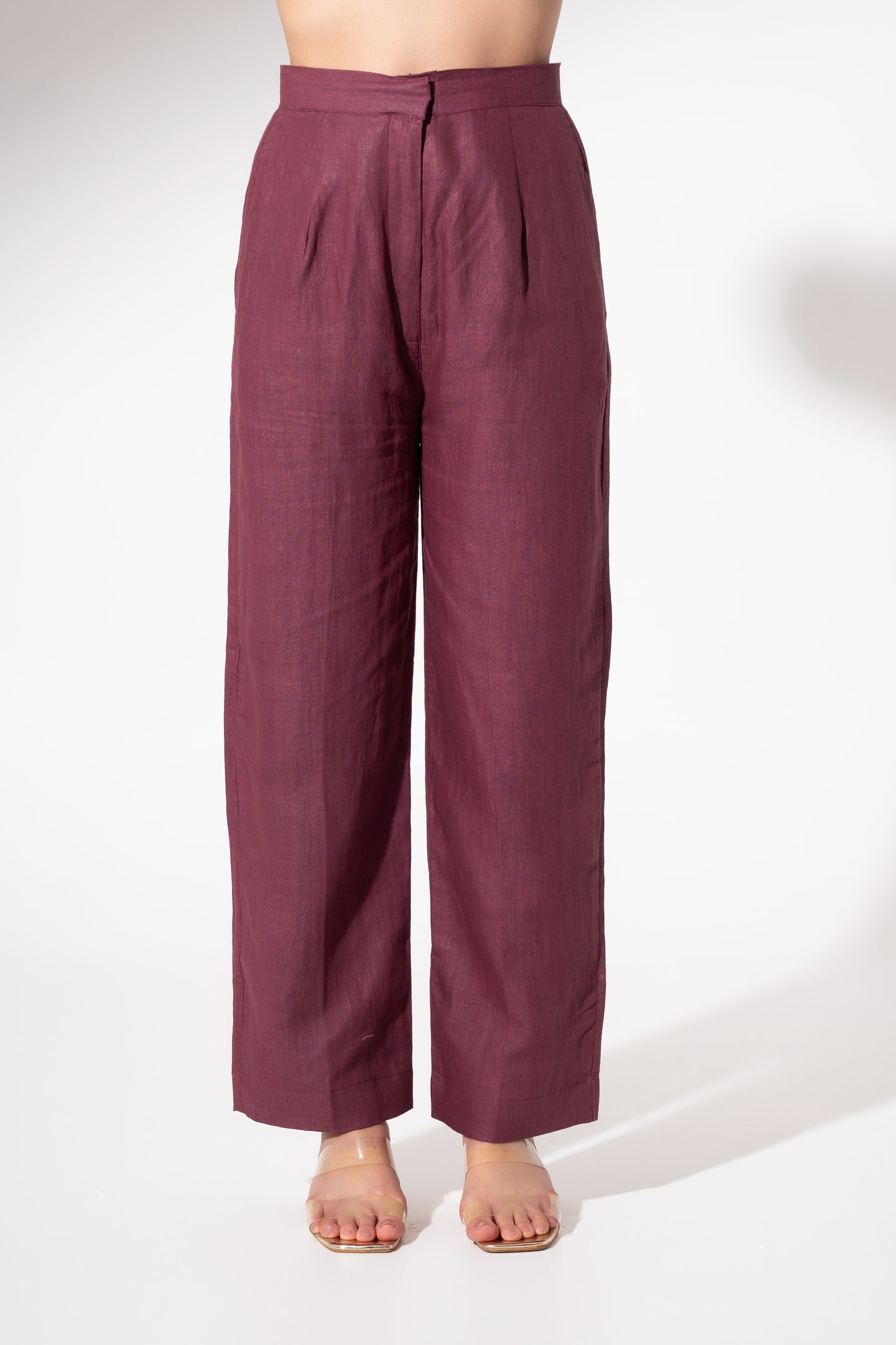 Wine Short Panelled Kaftan with Pant Set