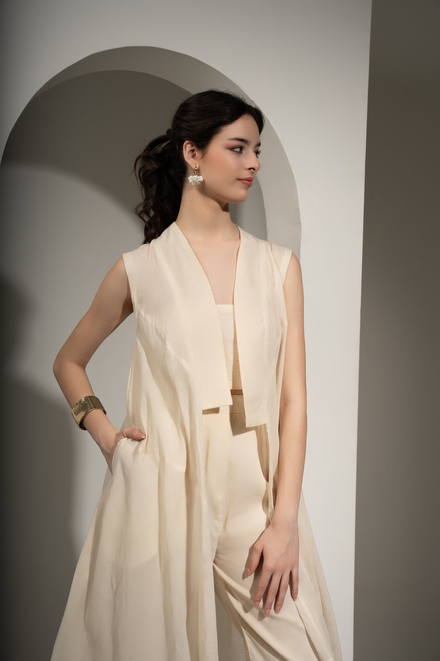Panelled Cotton Shrug