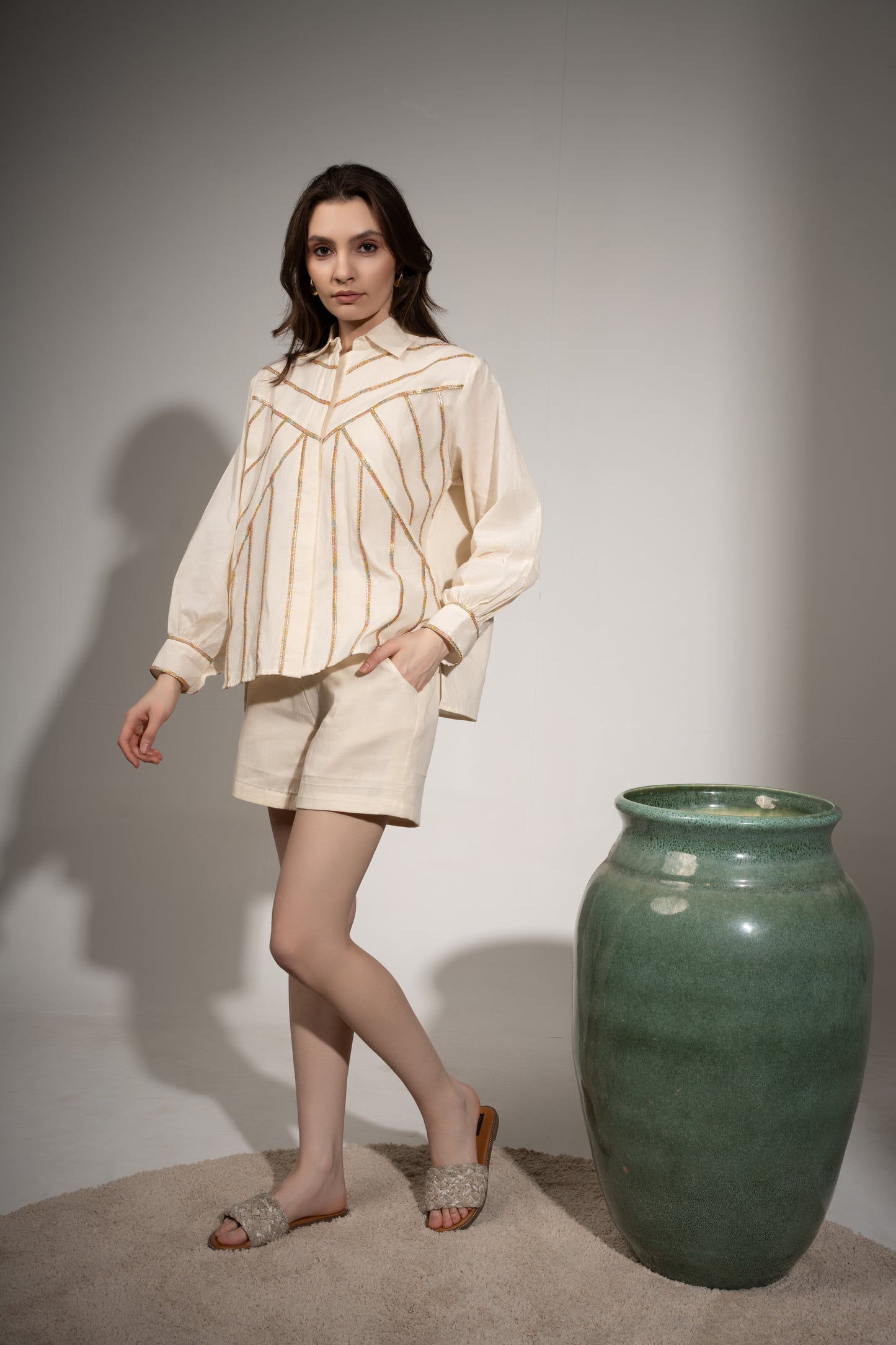 Panelled Shirt and Shorts Set