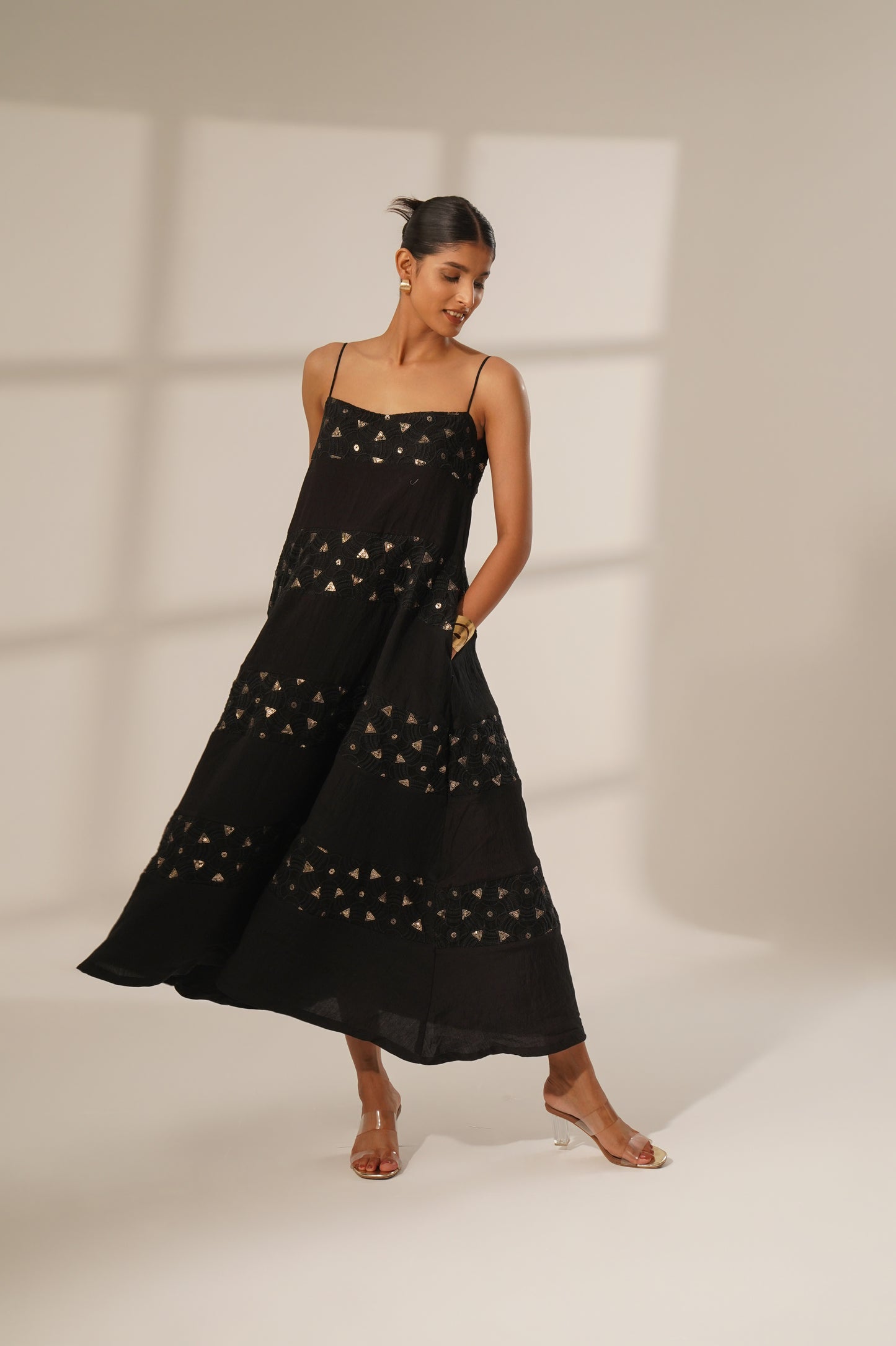 Horizontal Panelled Dress (Black)
