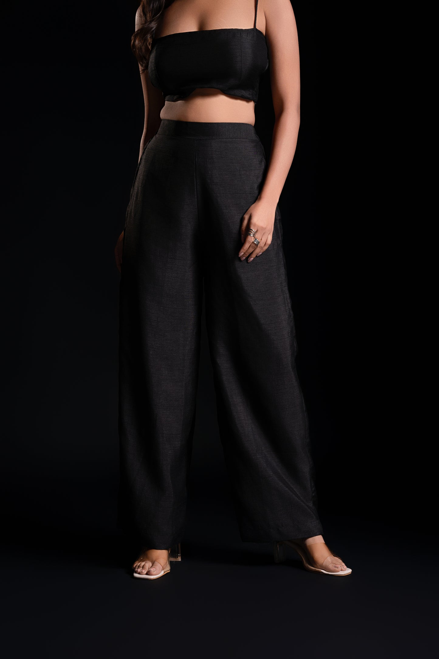 Panelled Shrug with Bustier and Pant Set