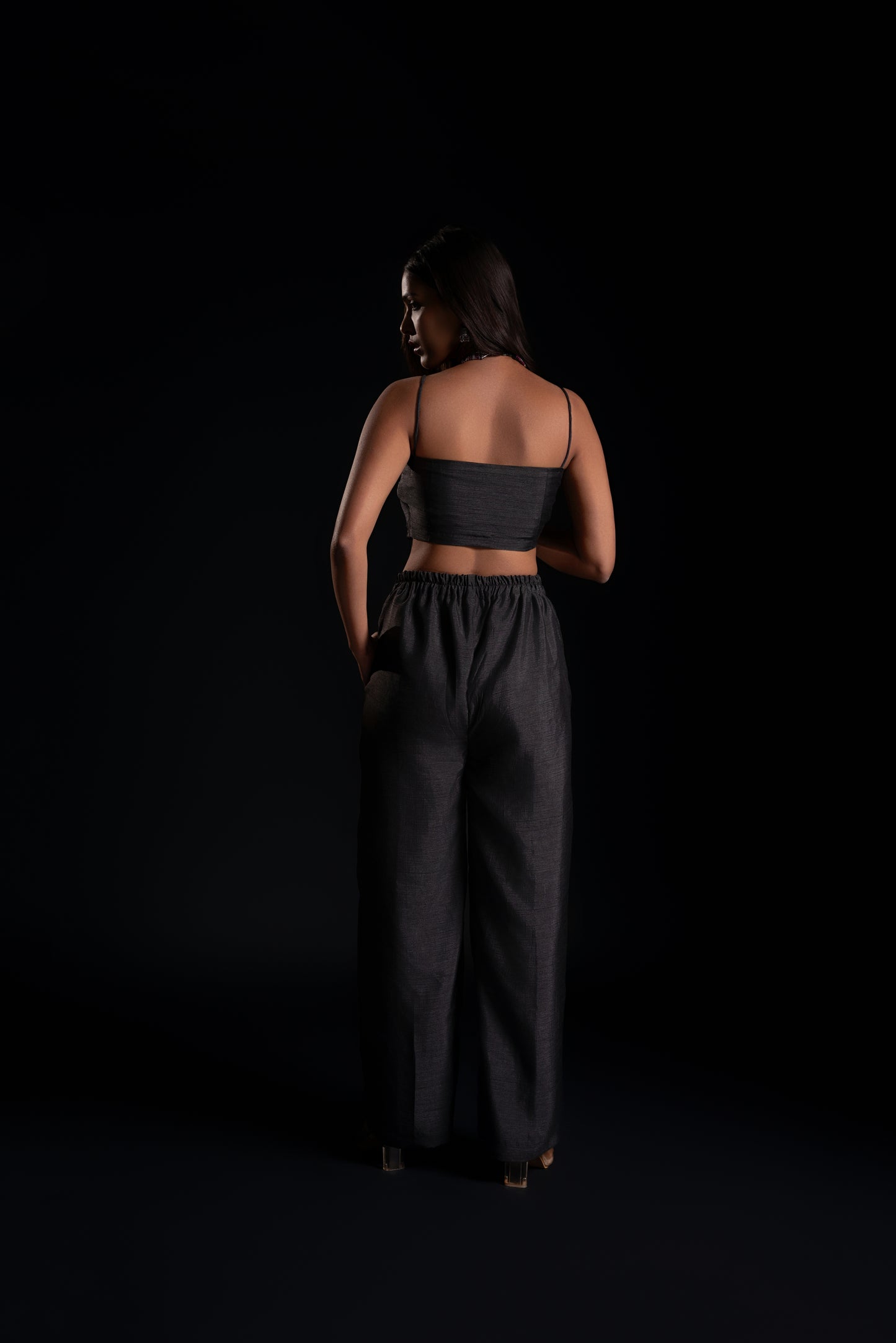 High Waisted Straight Fit Pant (Black)