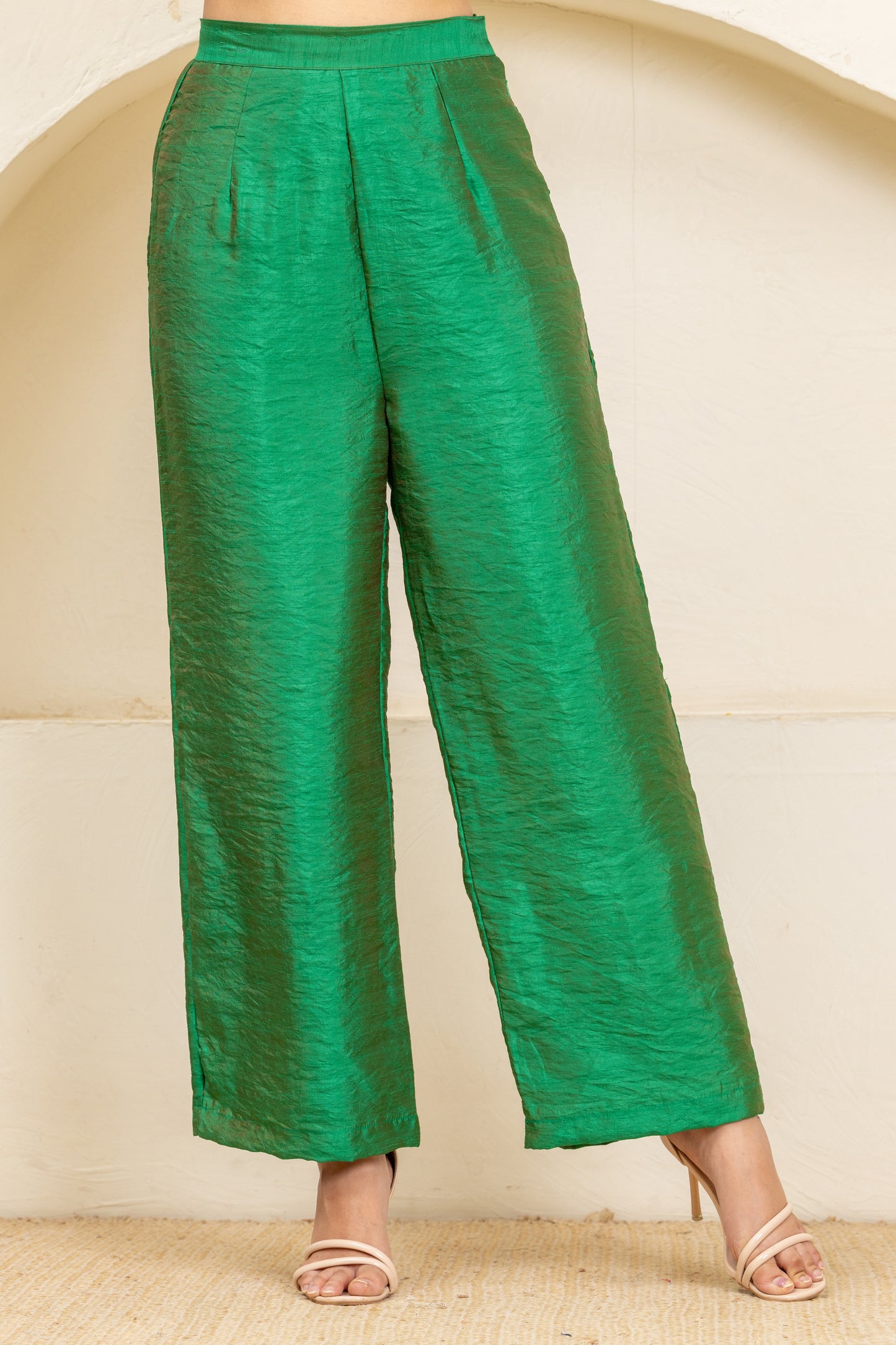 Green Twisted Knot Sleeveless Top and Pant Set