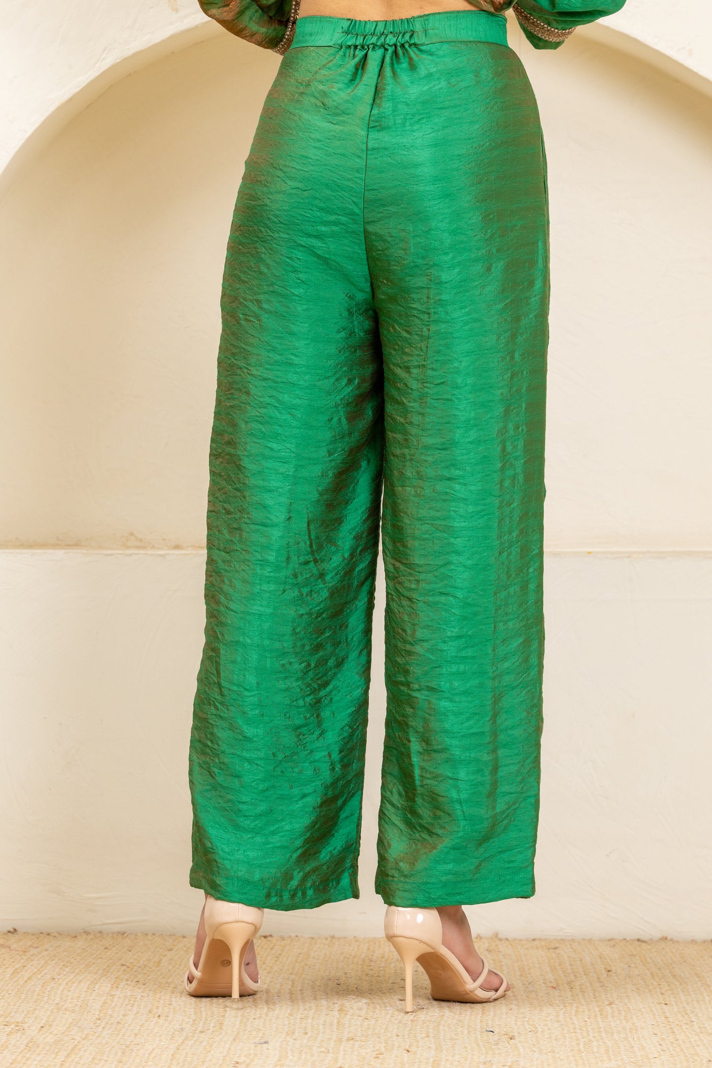 Green Twisted Knot Sleeveless Top and Pant Set