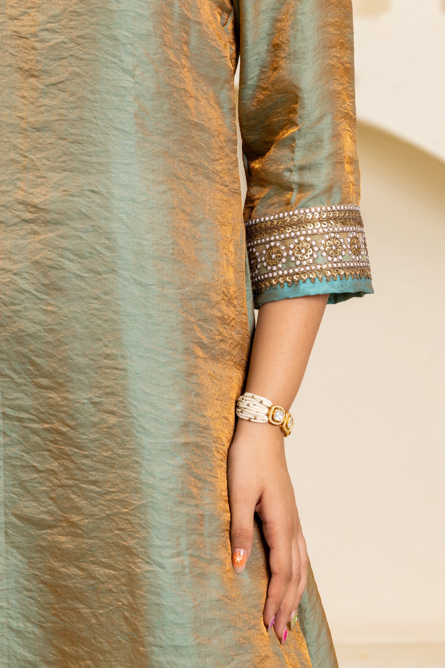 Light Blue High-low Kurta and Pant Set