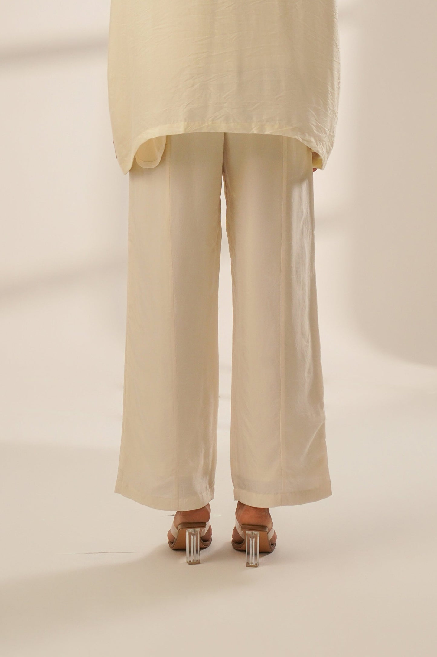 Straight Fit Panelled Pant (Off-White)