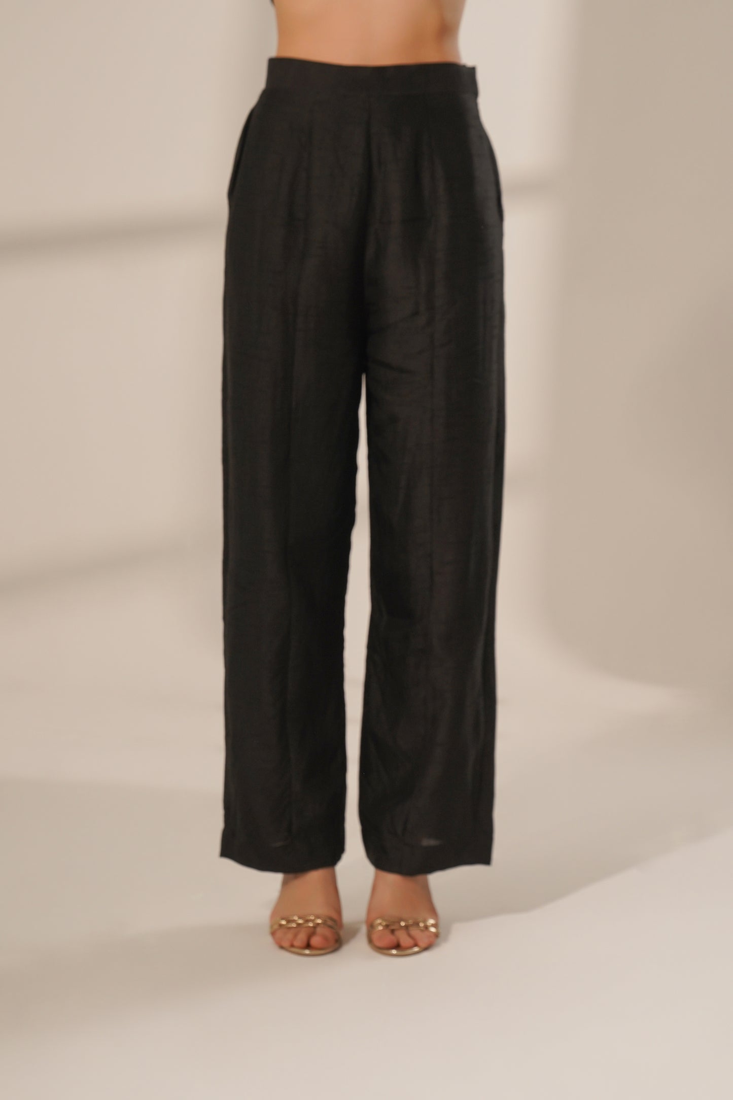 Straight Fit Panelled Pant (Black)