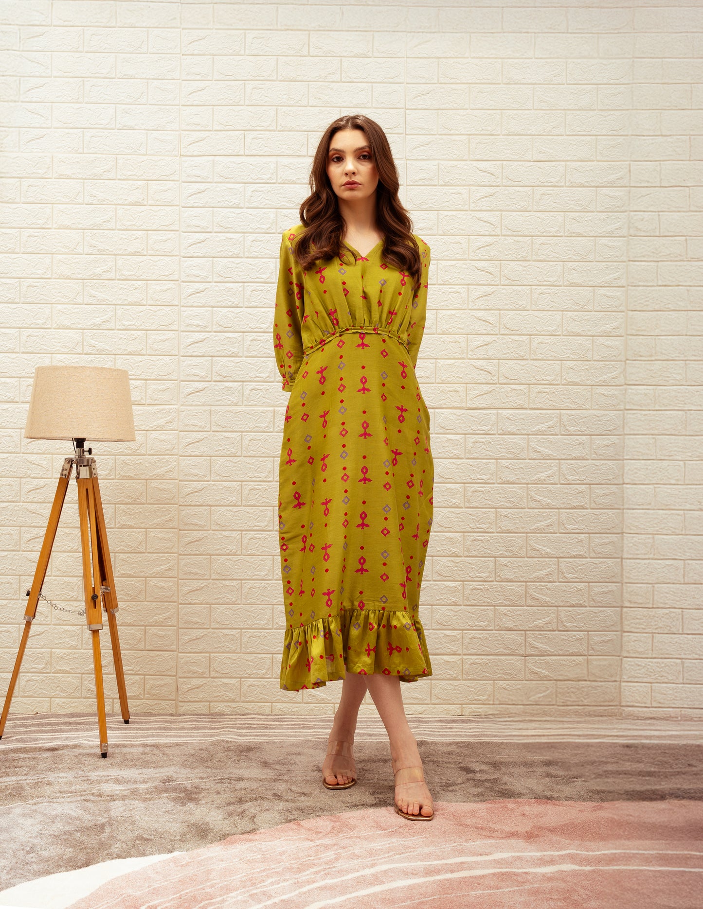 Straight-Fit Printed Midi Dress