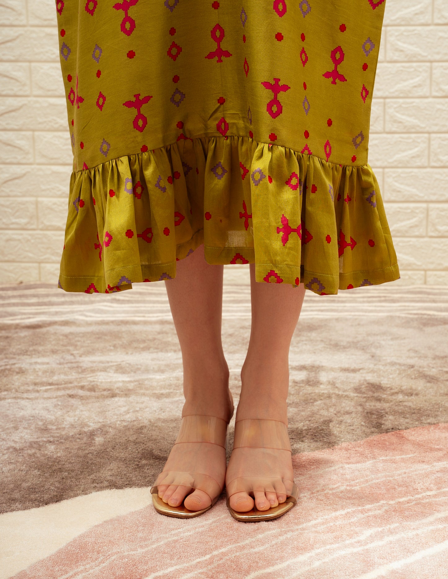 Straight-Fit Printed Midi Dress