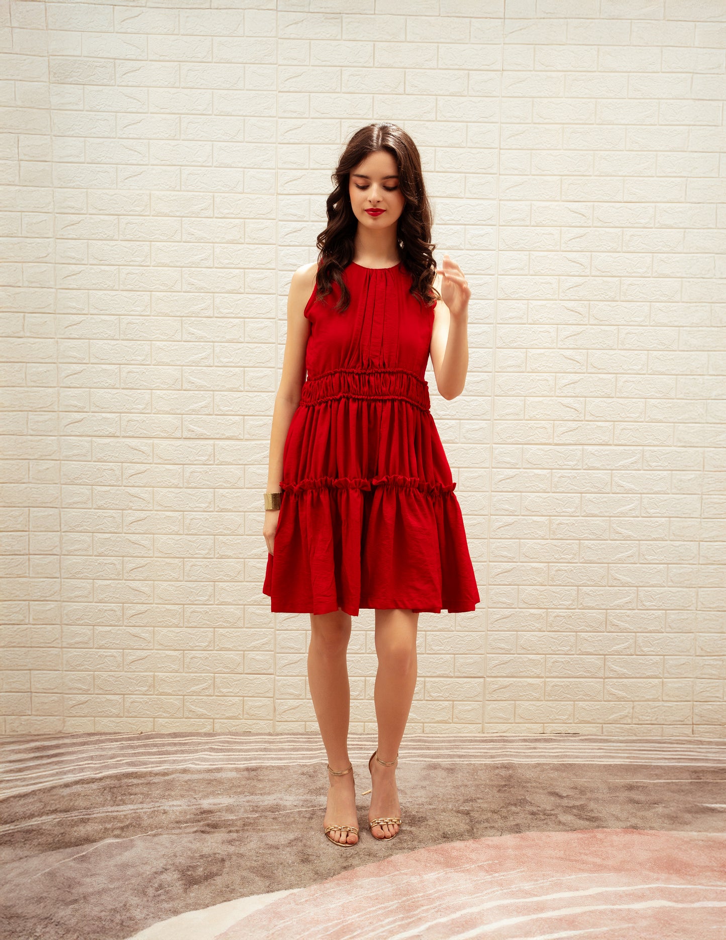 Solid Red Short Dress