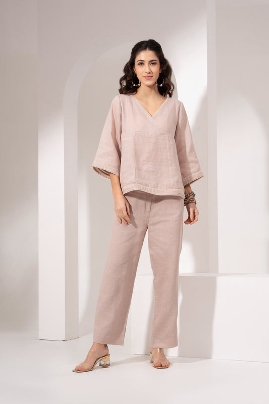 Powder Pink Overlap Neck Top