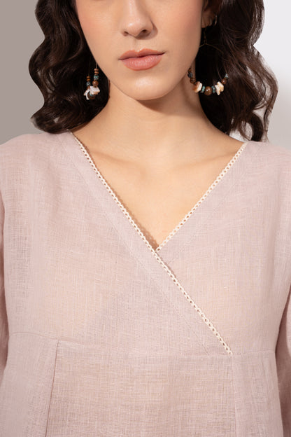 Powder Pink Overlap Neck Top