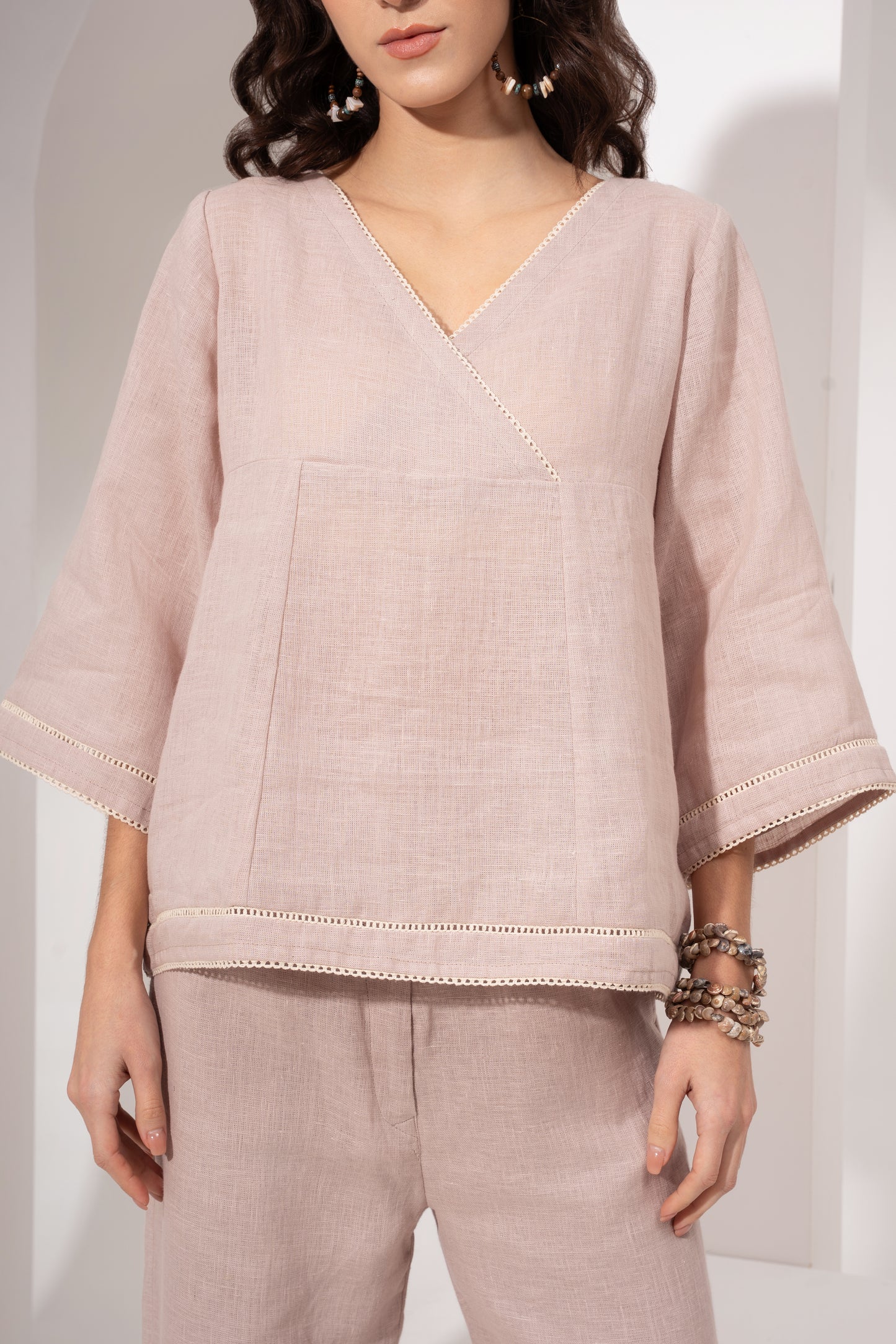 Powder Pink Overlap Neck Top