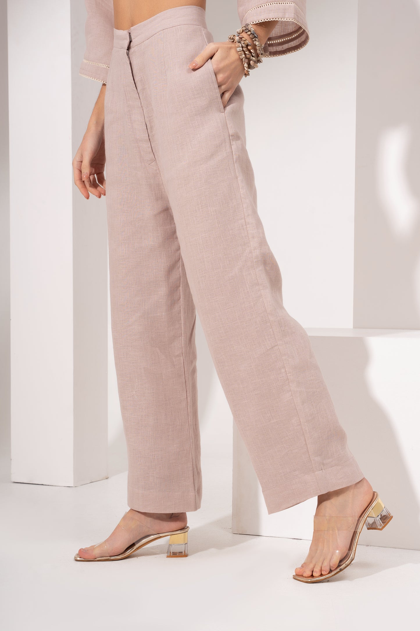 Powder Pink Straight-Fit Pant