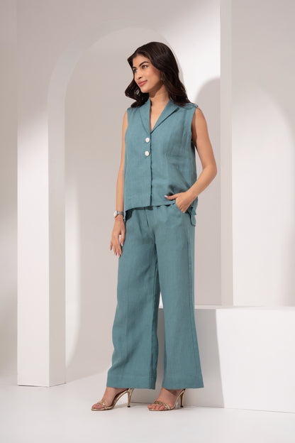 Teal Blue Sleeveless Shirt