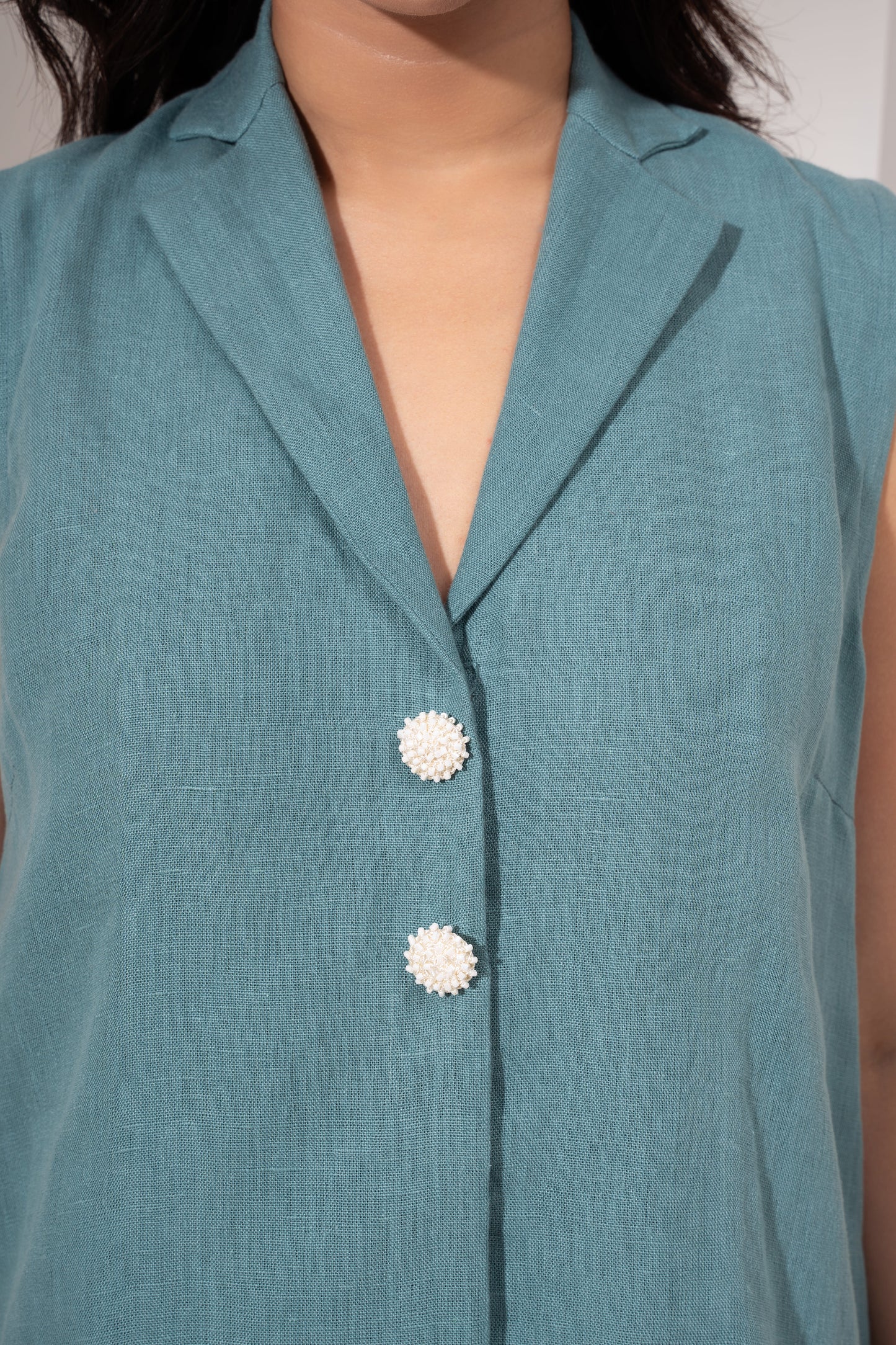Teal Blue Sleeveless Shirt