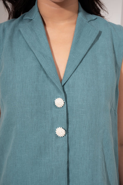Teal Blue Sleeveless Shirt