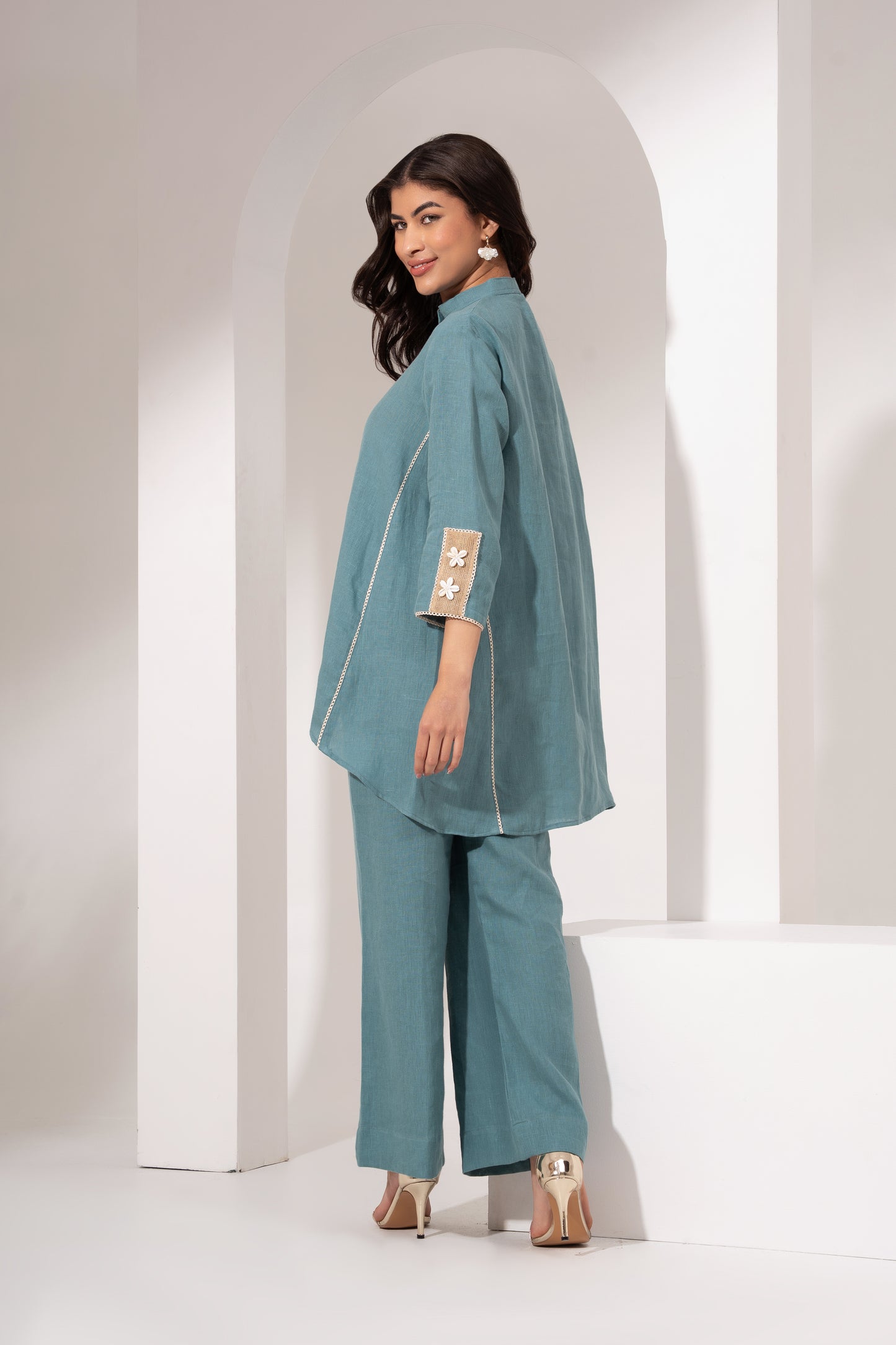 Teal Blue Panelled Top