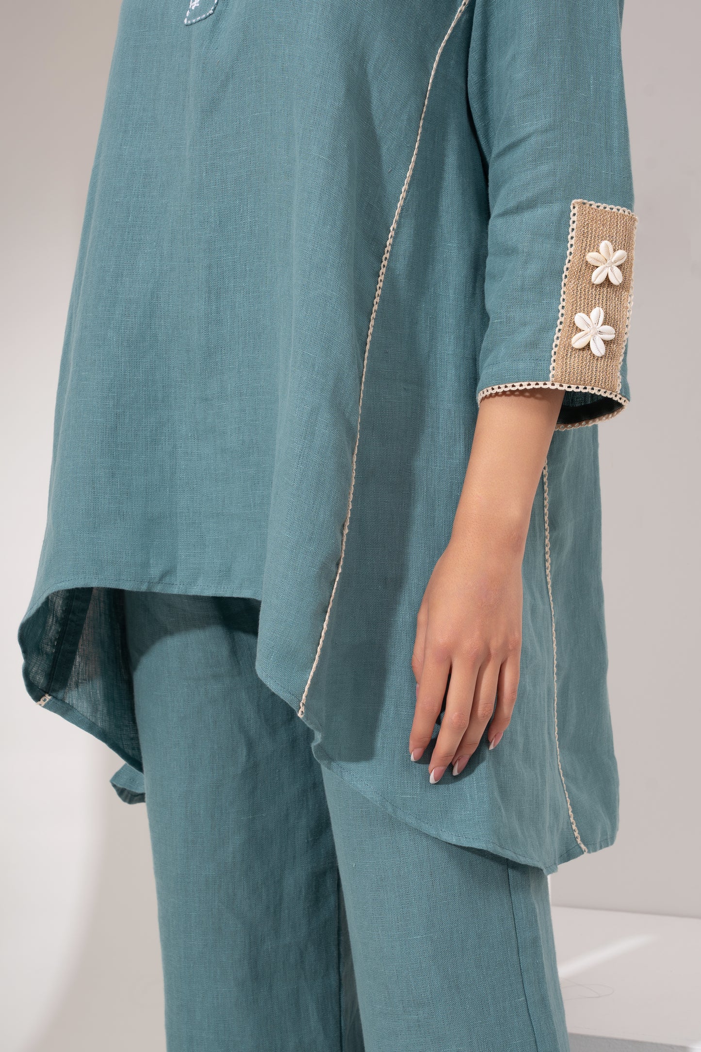 Teal Blue Panelled Top