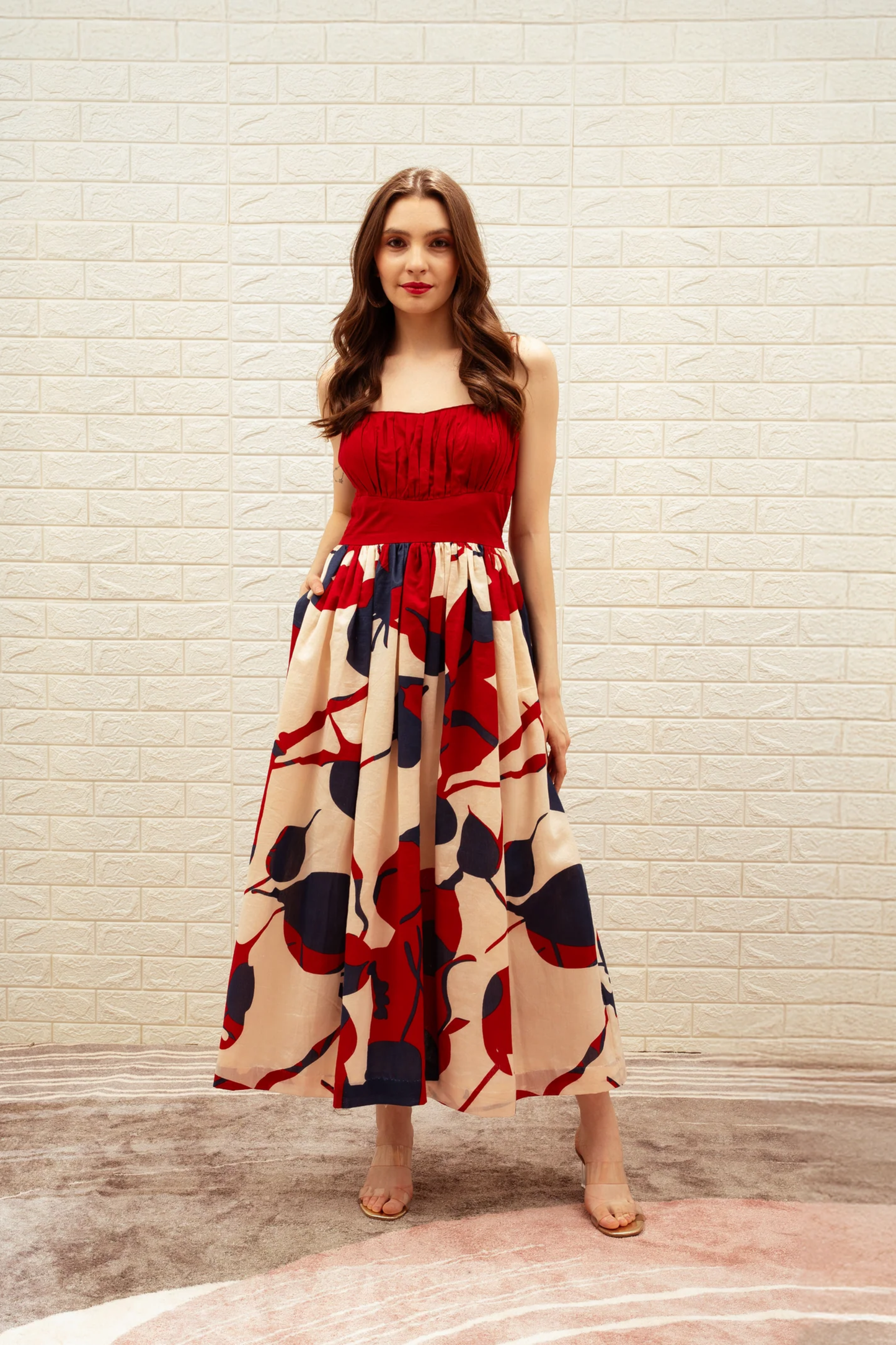 Printed Fit and Flare Dress