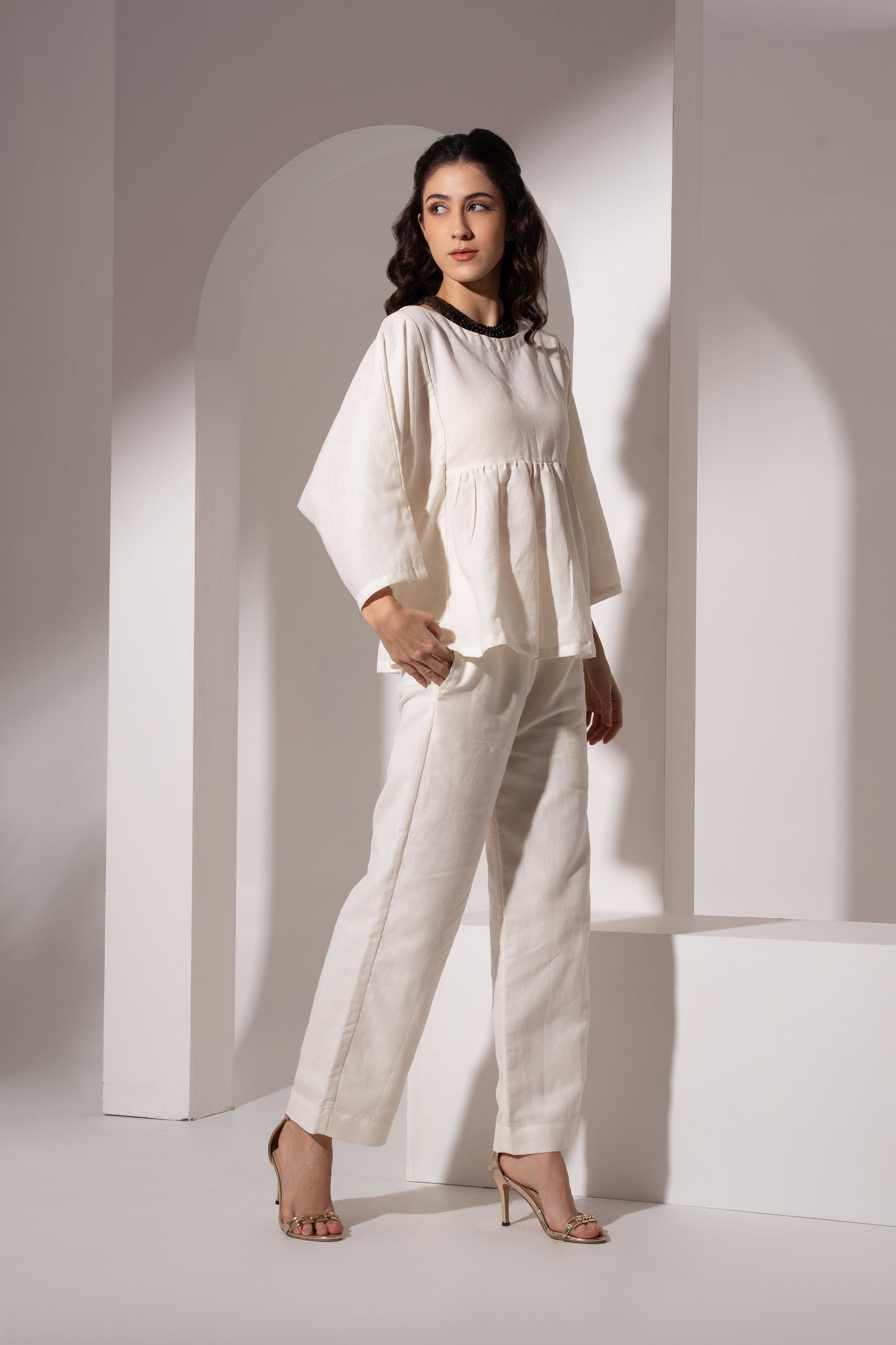 Off-White Gathered Kaftan Top