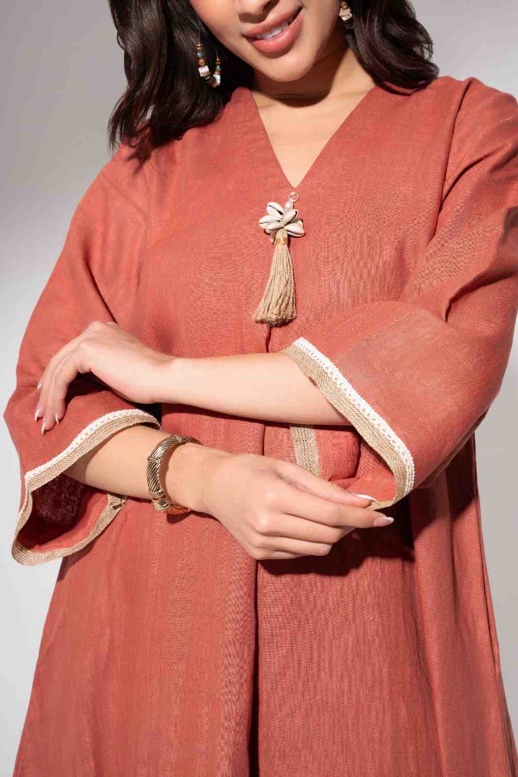 Blush Red Flared Long Kurta
