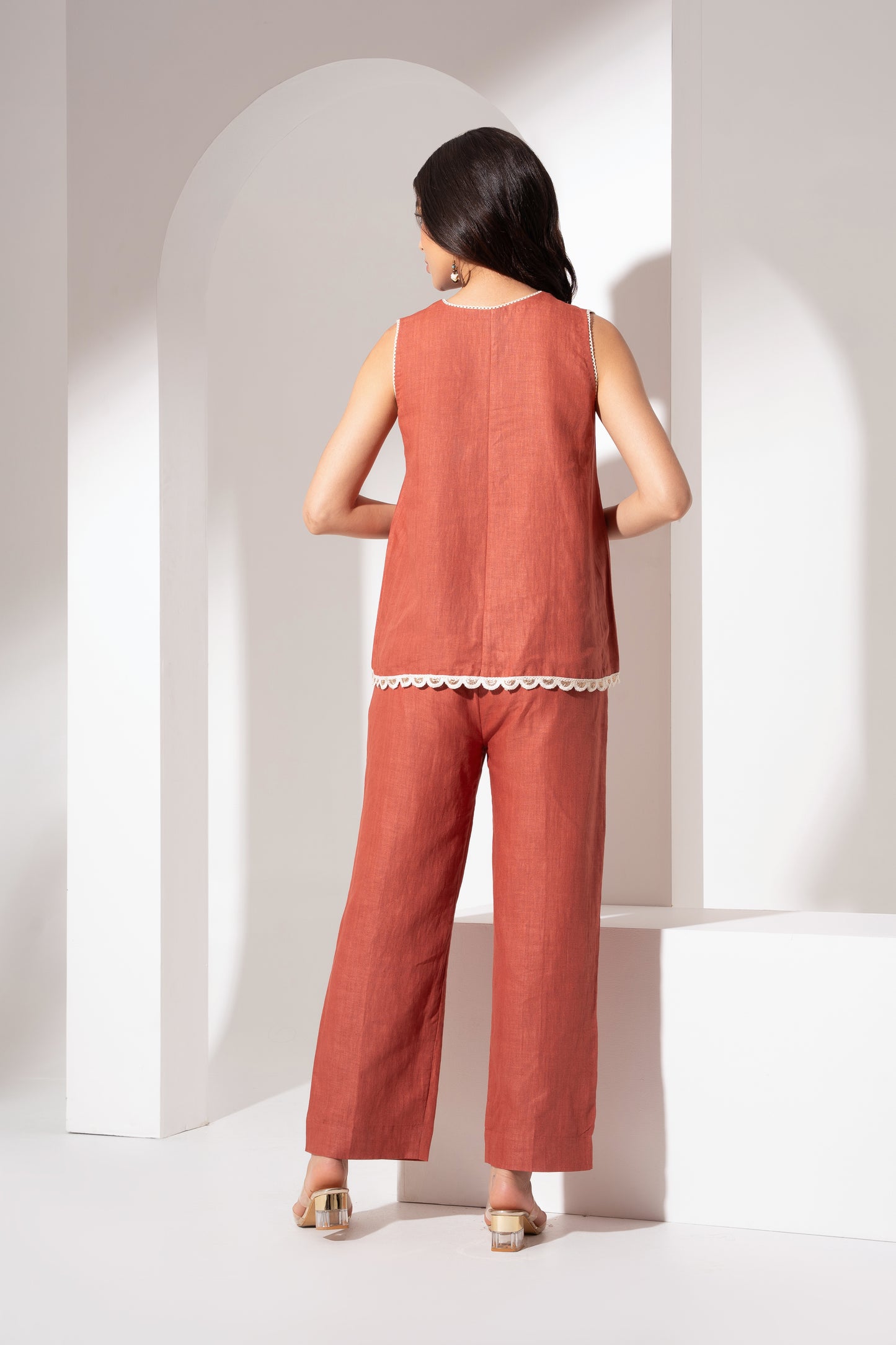 Blush Red Straight-Fit Pant