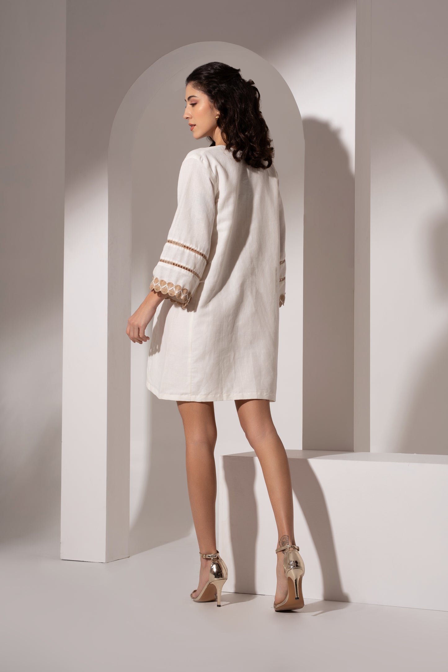 Off-White Panelled Short Dress
