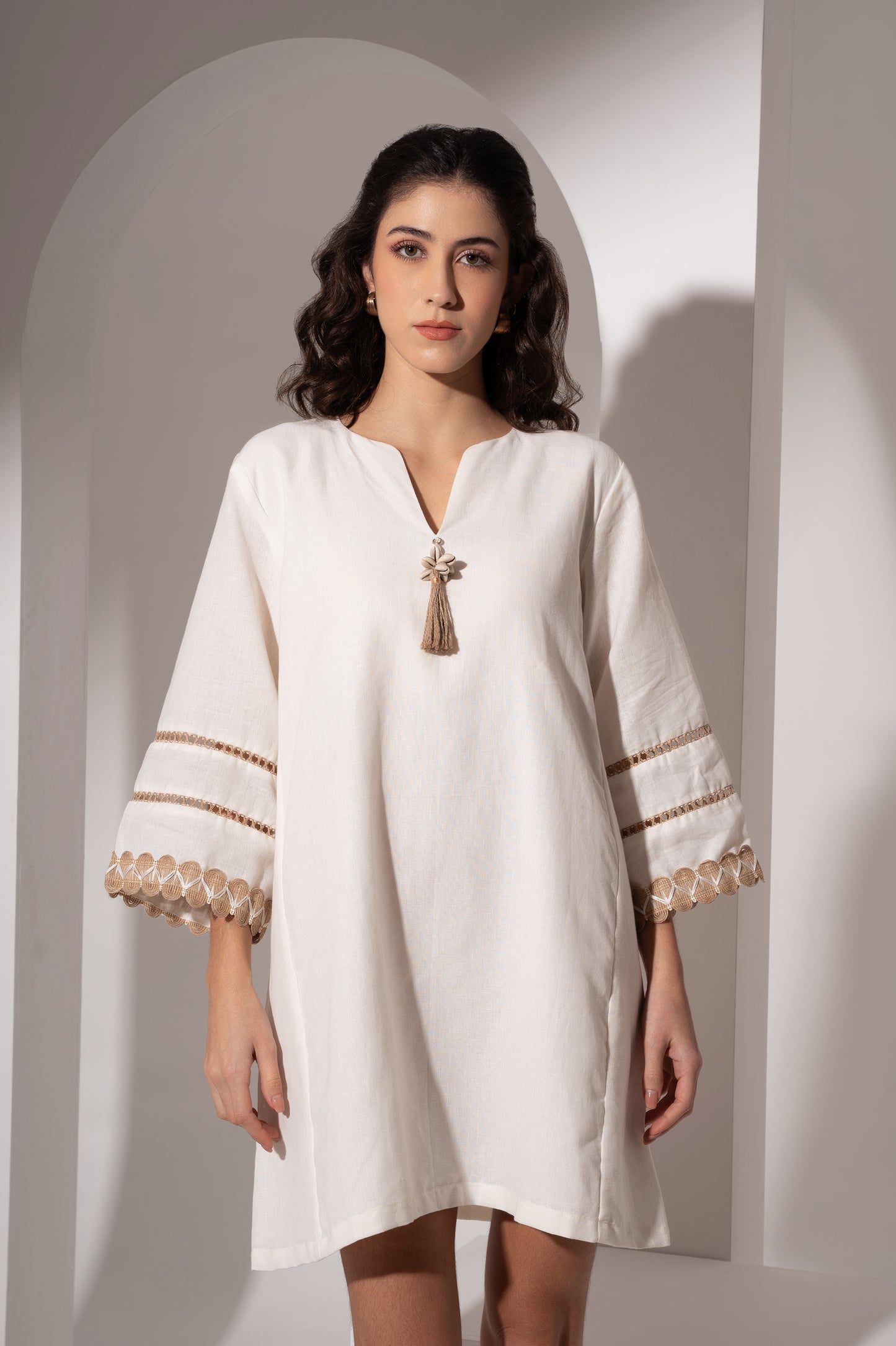 Off-White Panelled Short Dress