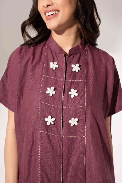 Wine Short Panelled Kaftan