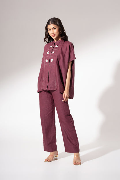 Wine Short Panelled Kaftan