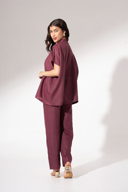 Wine Short Panelled Kaftan