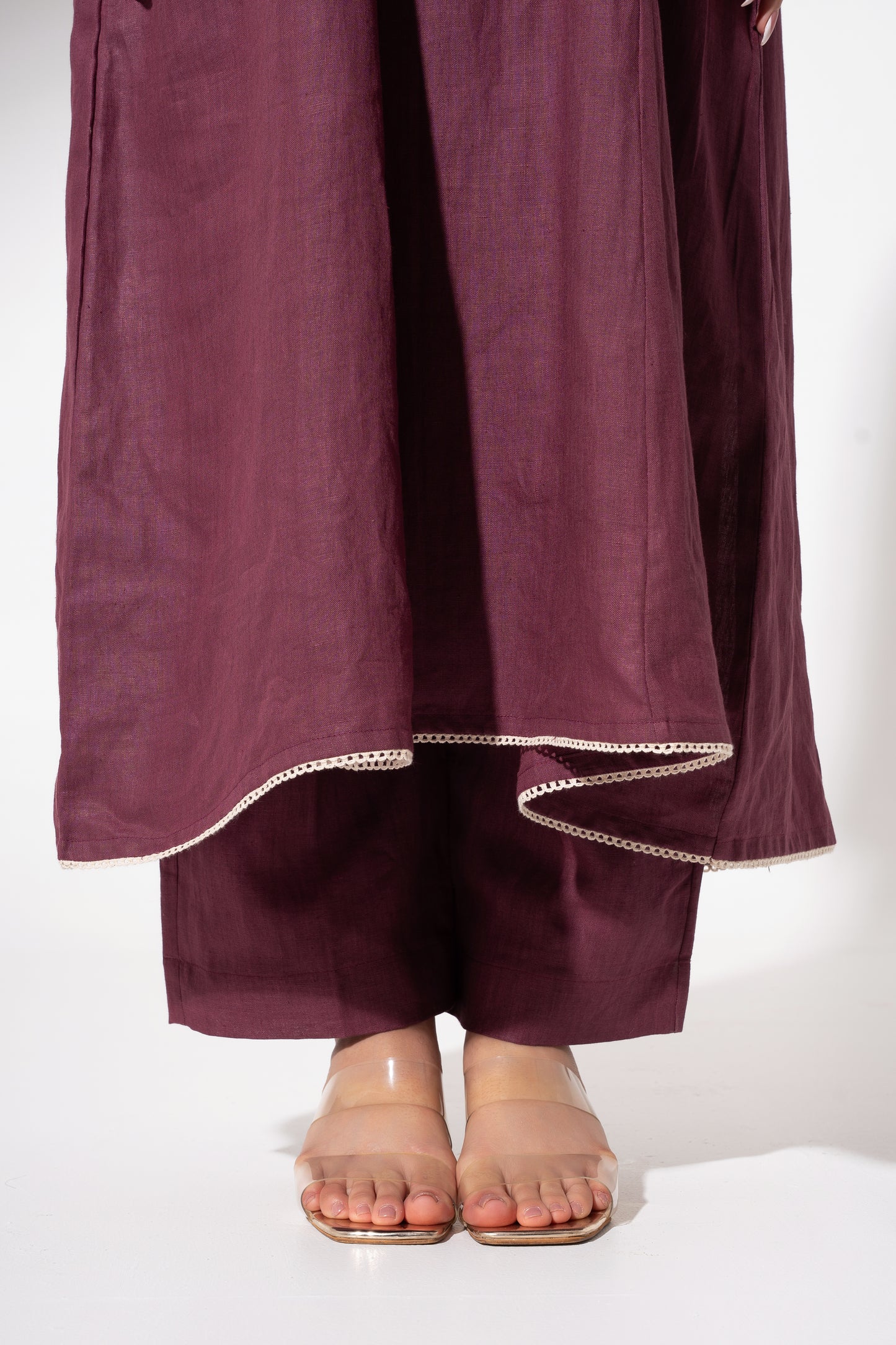 Wine Long Gathered Kurta