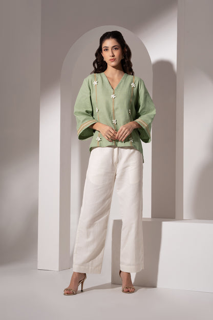 Off-White Straight-Fit Linen Pant