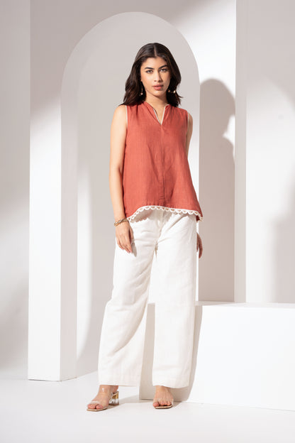 Off-White Straight-Fit Linen Pant