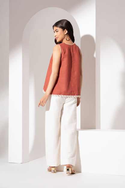 Off-White Straight-Fit Linen Pant