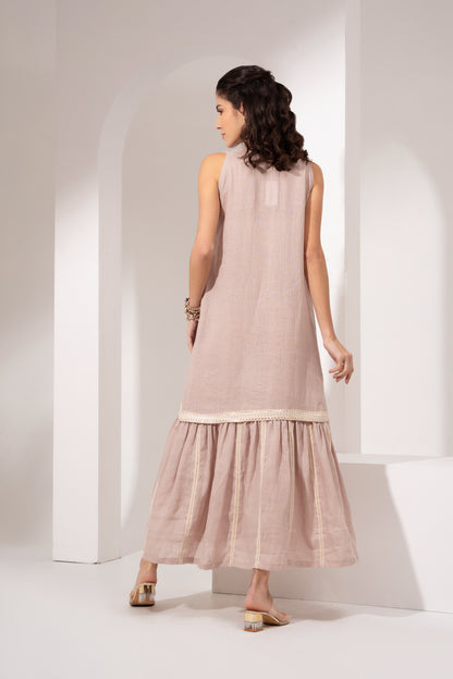 Powder Pink Gathered Shift Dress