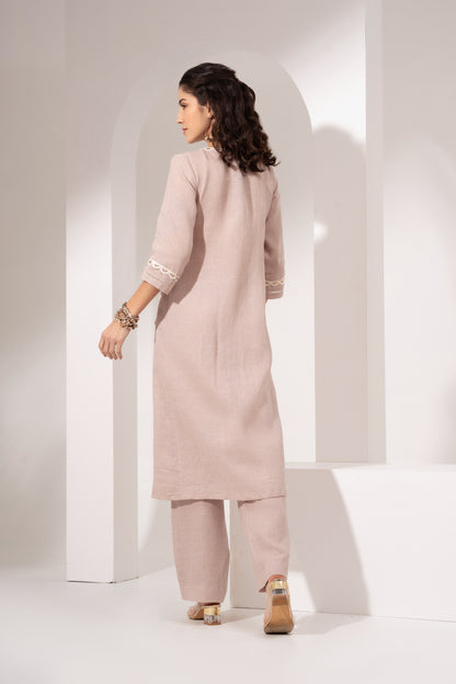 Powder Pink Long Angarakha Kurta