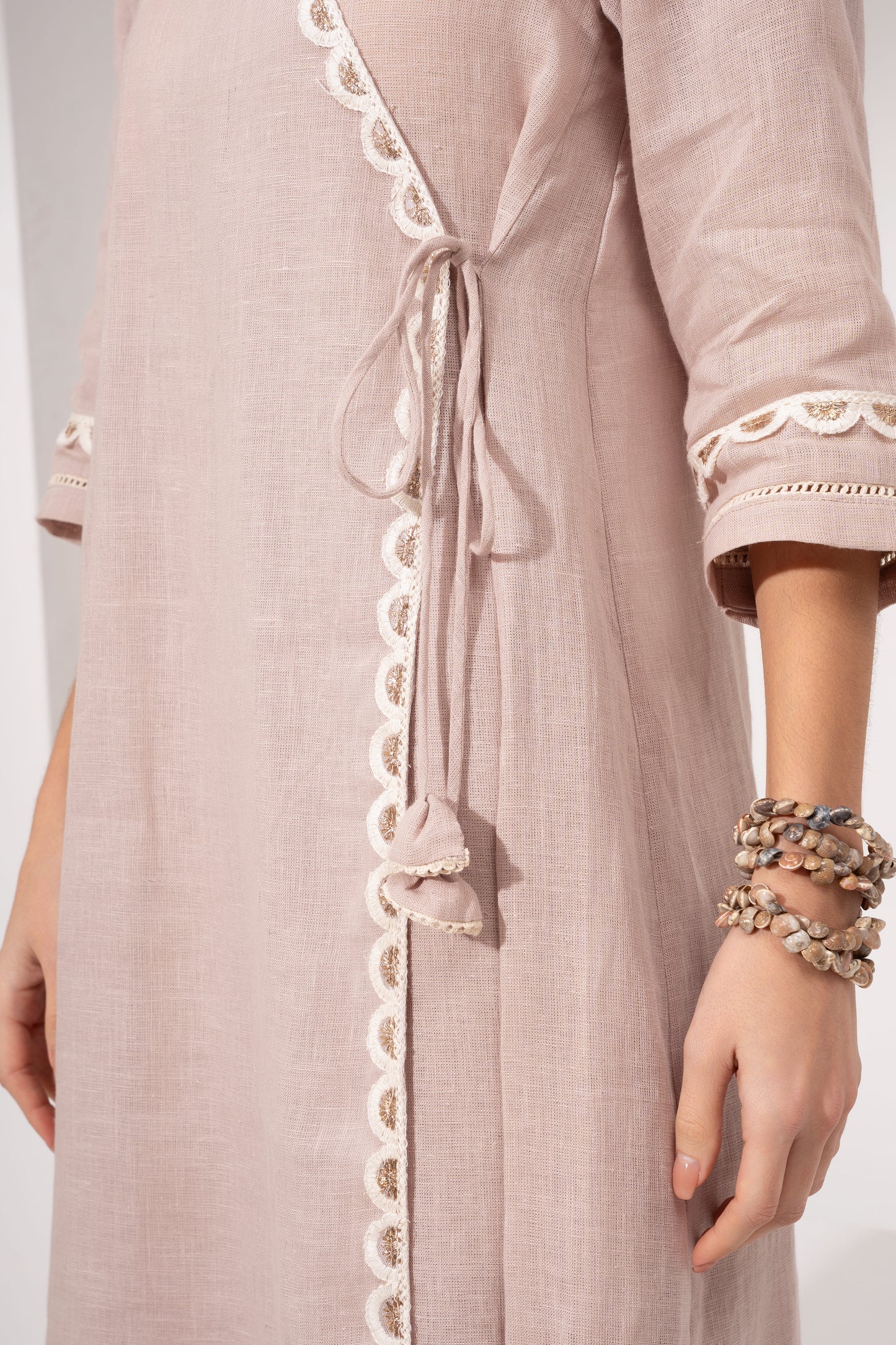 Powder Pink Long Angarakha Kurta with Pant