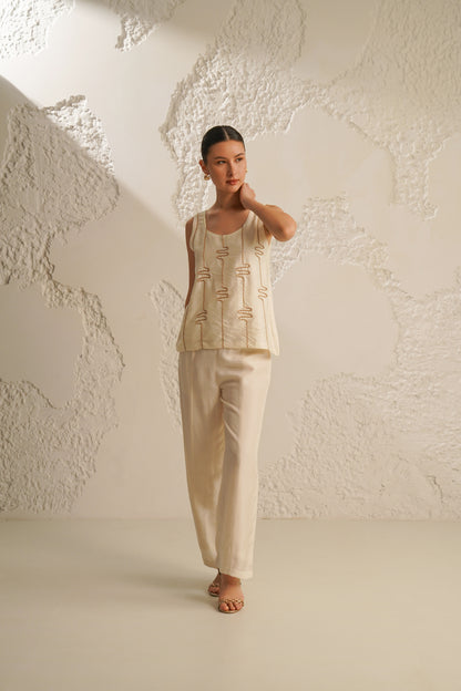 Corded Tank Top With Panelled Pant