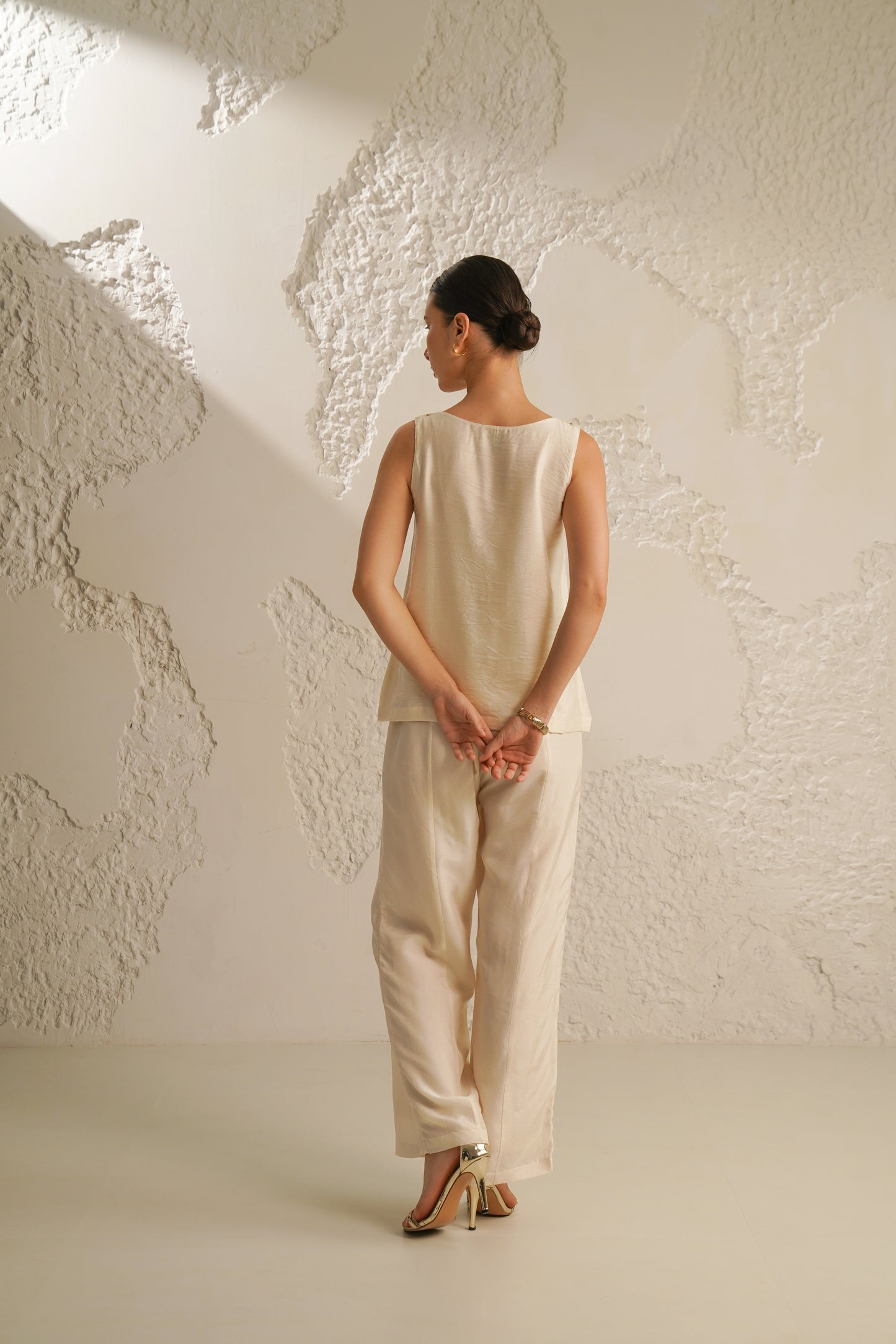 Corded Tank Top With Panelled Pant