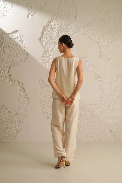 Corded Tank Top With Panelled Pant