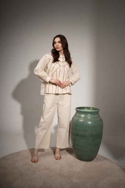Cambric Straight-Fit Pants