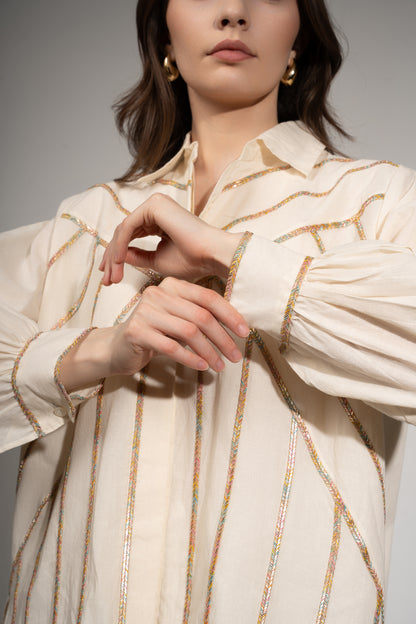 Panelled Shirt and Shorts Set
