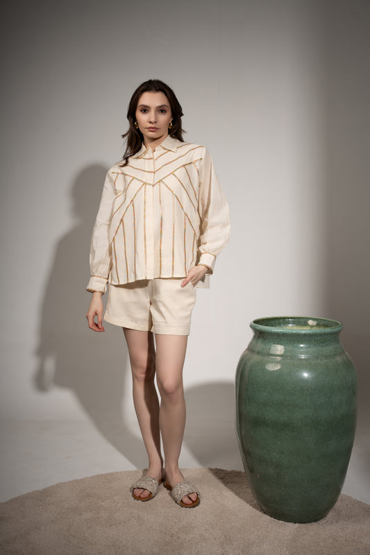 Panelled Shirt and Shorts Set