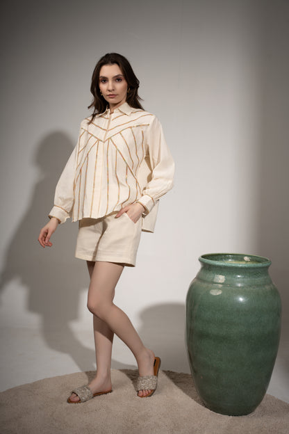 Panelled Shirt and Shorts Set