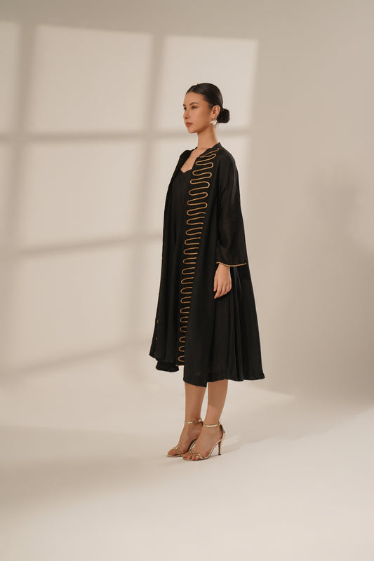 Front Open Overlay With Bias Cut Dress